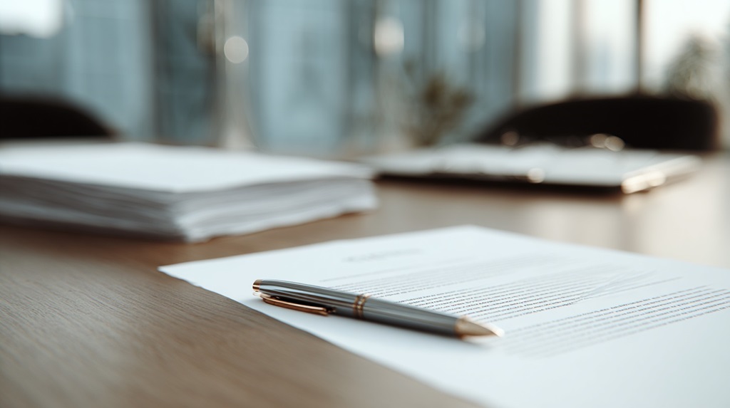 Ugovor o kupoprodaji nepokretnosti na radnom stolu