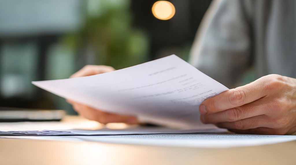 Čovek drži dokumentaciju za M8 obrazac