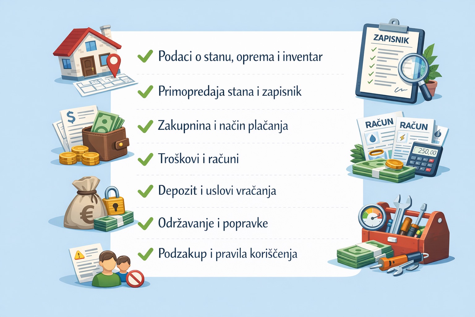 Najbitnije odredbe za ugovor o zakupu stana.