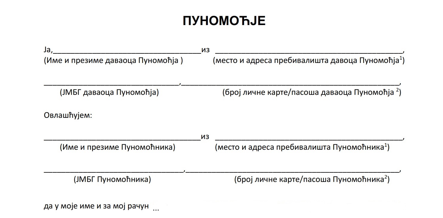Opšte punomoćje obrazac – Kako se popunjava i gde se overava?
