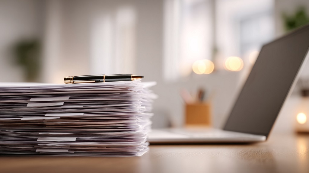 Dokumenta pored laptopa