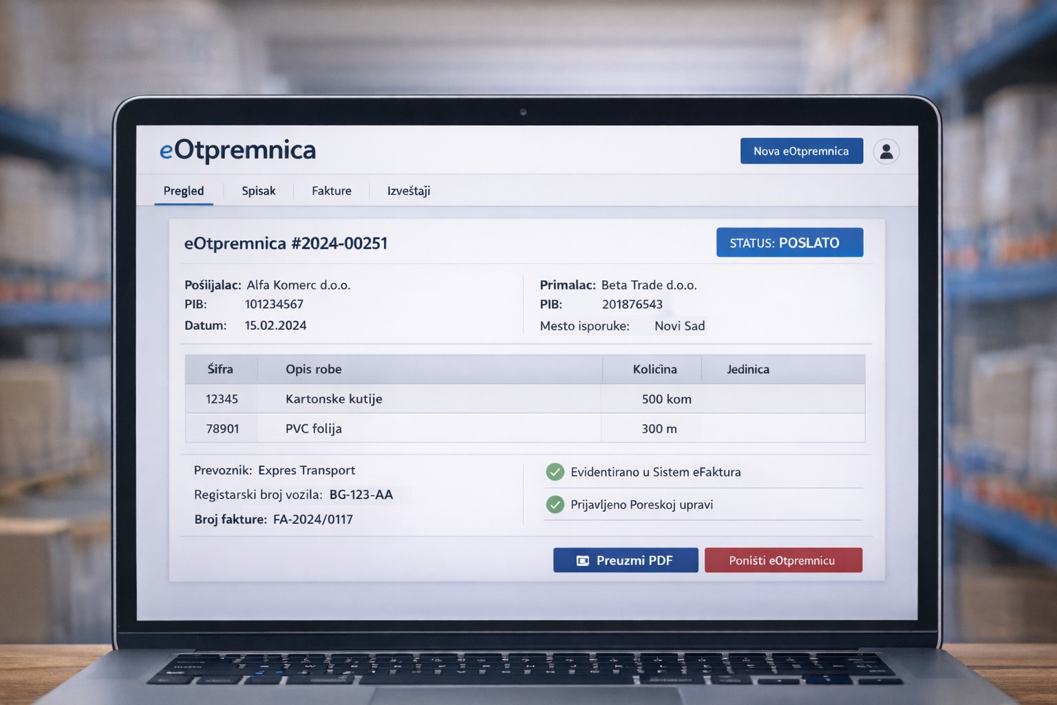 eOtpremnica kao dokument – namena, sadržaj i način izdavanja